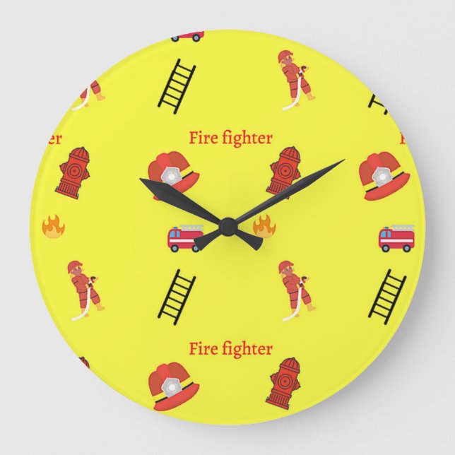 Grande Horloge Ronde Fire fighter job pattern on yellow (Recto)