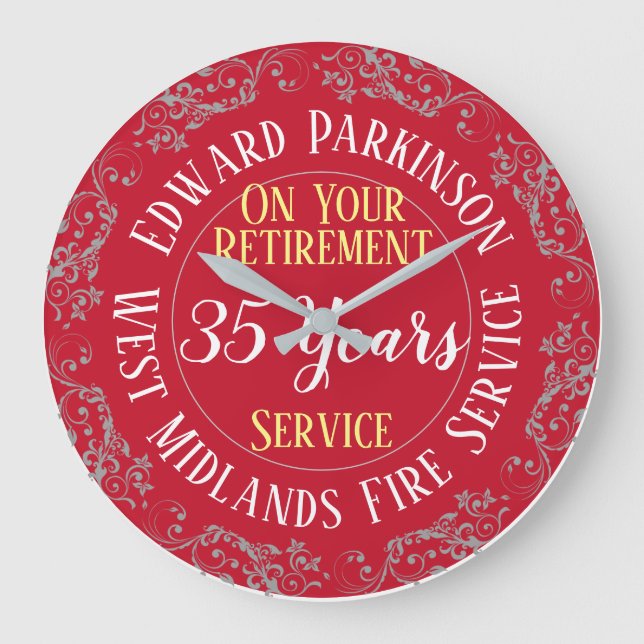 Grande Horloge Ronde Fire Service Retirement Award de l'année Served (Recto)