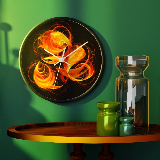 Grande Horloge Ronde Fireball Abstract Art Round (Fireball Abstract Art Round Wall Clock)