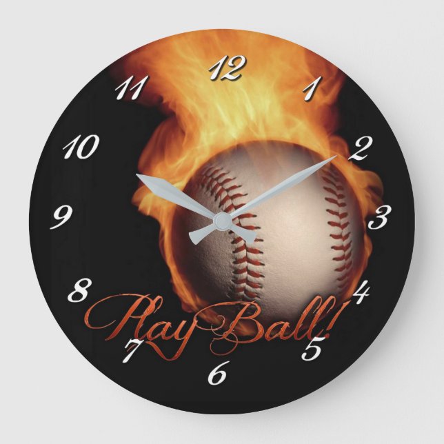 Grande Horloge Ronde Fireball pattern Baseball Lovers Wall Clock (Recto)