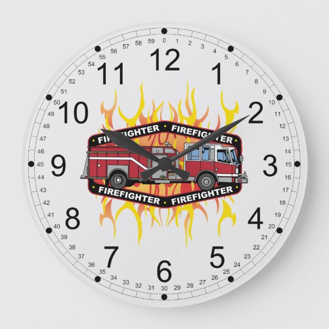Grande Horloge Ronde Firefighter Fire Truck (Recto)