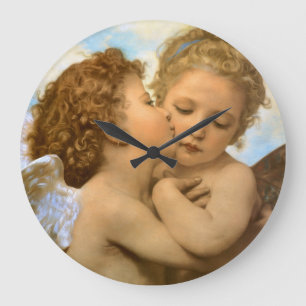 Grande Horloge Ronde First Kiss (détail d'ange) par Bouguereau