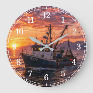 Grande Horloge Ronde Fishing Boat Wall Clock — Coastal Landscape Design