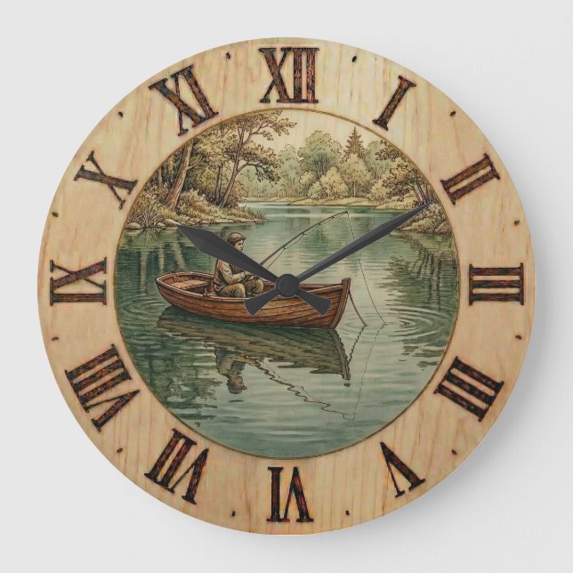 Grande Horloge Ronde Fishing Lake- Wall Clock  (Recto)