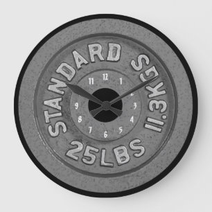 Grande Horloge Ronde Fitness Graphic Barbell Arrière - plan