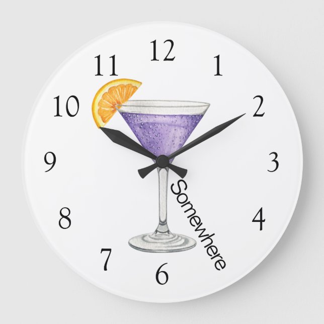 Grande Horloge Ronde Five O'Clock Somewhere Purple Martini Large Clock (Recto)