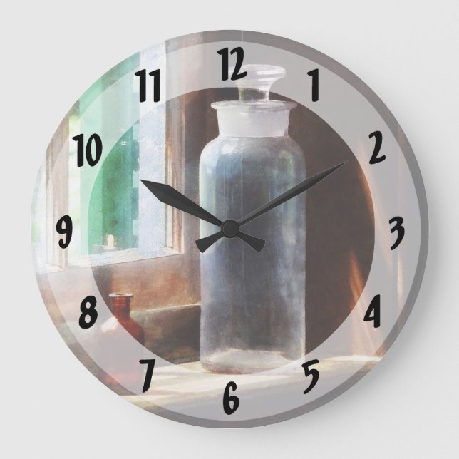 Grande Horloge Ronde Flacon de réactif et petite bouteille brune (Recto)