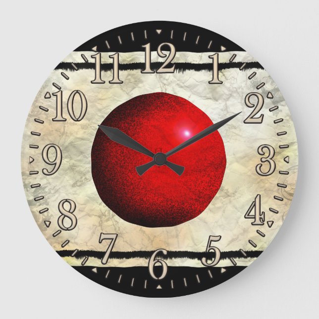 Grande Horloge Ronde Flag of Japan Nippon Patriotic Art Wall Clock (Recto)