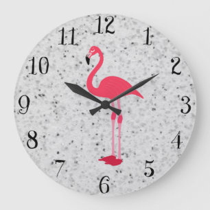 Grande Horloge Ronde Flamant rose élégant rose Girly mignon