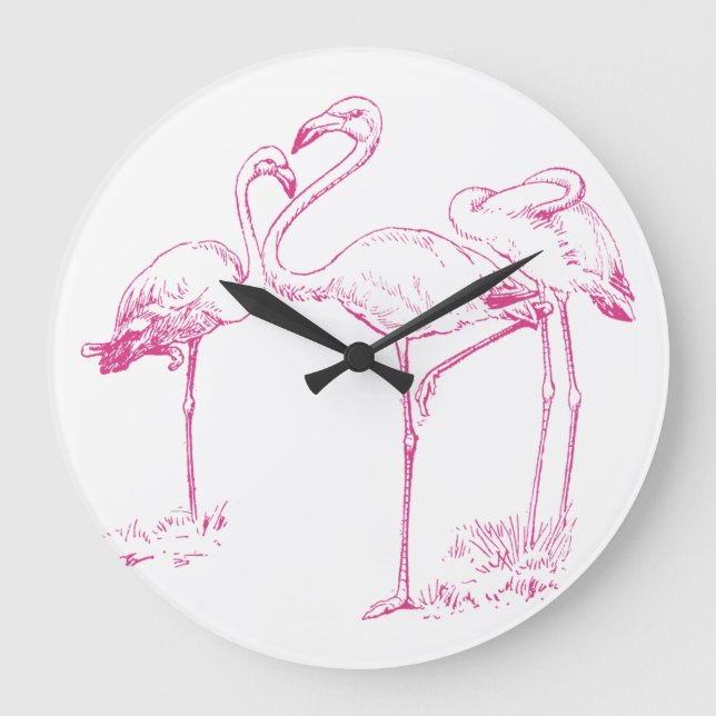 Grande Horloge Ronde Flamant rose rose vintage (Recto)
