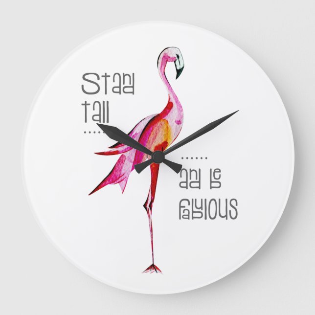 Grande Horloge Ronde Flamant rose Stand Tall Be Fabny Dit Cadeau (Recto)