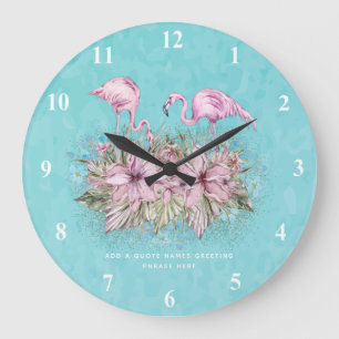 Grande Horloge Ronde FLAMANTS ROSES personnalisés