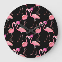 Flamants roses roses : Arrière - plan noir Vintage