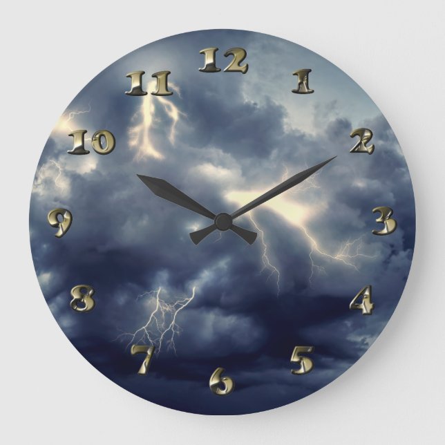 Grande Horloge Ronde Flambeaux pendant l'orage (Recto)