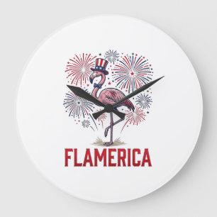 Grande Horloge Ronde Flamérica Flamant Patriotique Vintage Conception d