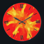 Grande Horloge Ronde Flaming red pop art tomato<br><div class="desc">Flaming tomato - semi-abstract digital graphic derived from a closeup photo of a red ripe tomato - juicy!</div>