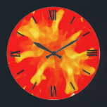 Grande Horloge Ronde Flaming red pop art tomato<br><div class="desc">Flaming tomato - semi-abstract digital graphic derived from a closeup photo of a red ripe tomato - juicy!</div>