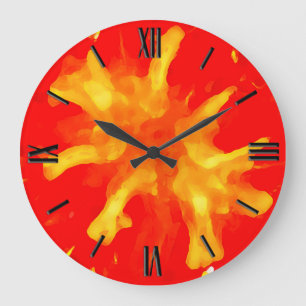 Grande Horloge Ronde Flaming red pop art tomato
