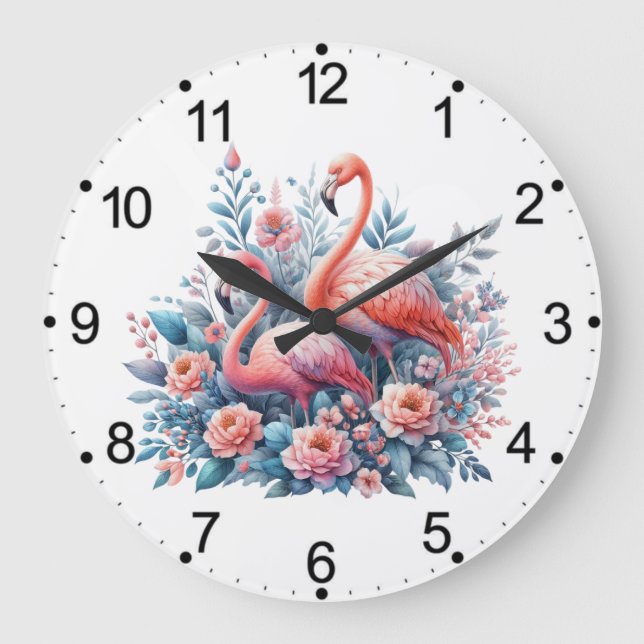 Grande Horloge Ronde Flamingo Rose Sublimation (Recto)