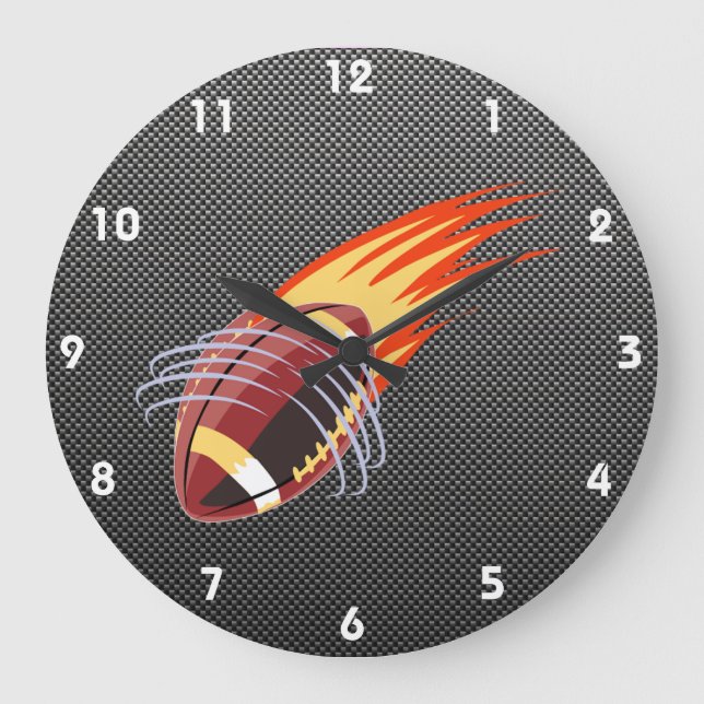 Grande Horloge Ronde Flamme de fibre de carbone Flamme Football (Recto)
