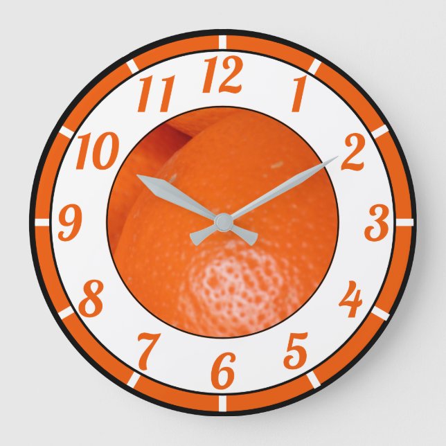 Grande Horloge Ronde Flamme Orange Fruit entier Courbes Enticantes (Recto)