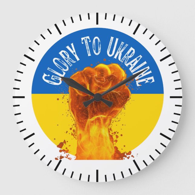 Grande Horloge Ronde Flamme Ukraine - Soutien à la résistance au drapea (Recto)