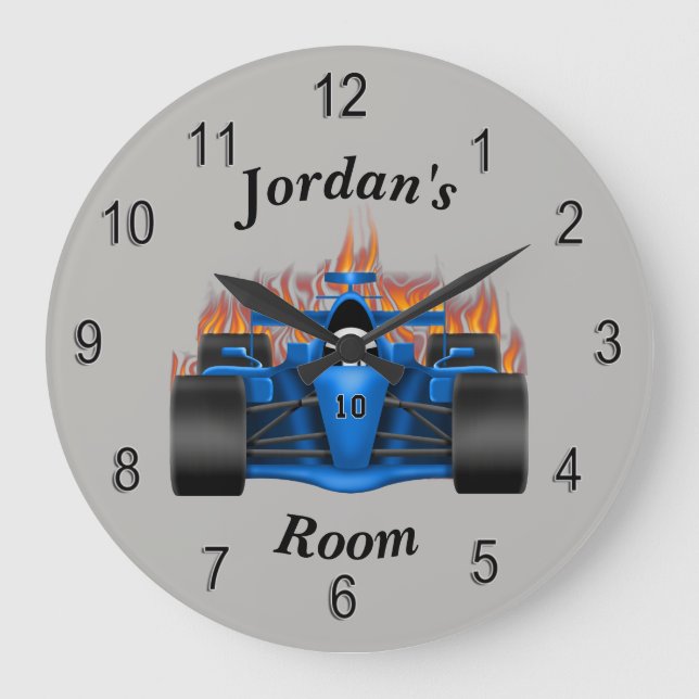 Grande Horloge Ronde Flammes de voiture de course de l'horloge des (Recto)