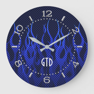 Grande Horloge Ronde Flammes Monogram Blue Racing sur impression de fib