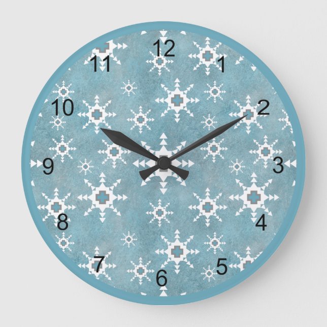 Grande Horloge Ronde Fléau de neige Turquoise Abstrait Sud-Ouest (Recto)