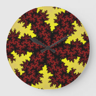 Grande Horloge Ronde Flèche de neige rouge et jaune