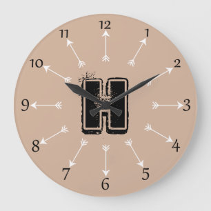 Grande Horloge Ronde Flèches blanches de Bohème à la mode modernes