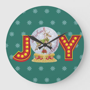 Grande Horloge Ronde Flèches de neige de Noël