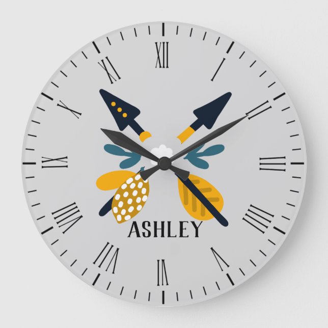 Grande Horloge Ronde Flèches scandinaves personnalisées (Recto)