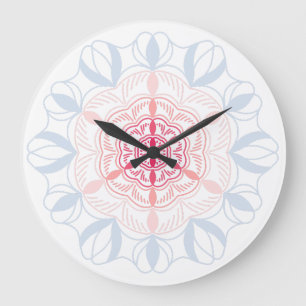 Grande Horloge Ronde Fleur Abstraite de Couleurs Danseuses