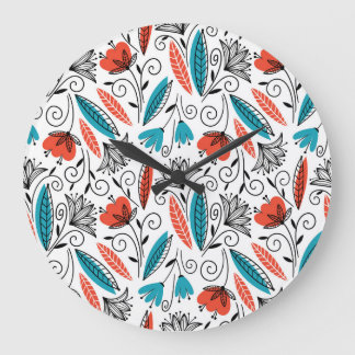 Grande Horloge Ronde Fleur colorée : motif transparent et éclatant.