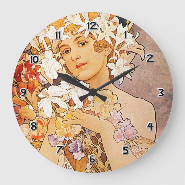 Grande Horloge Ronde Fleur d'Alphonse Mucha (Recto)