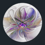 Grande Horloge Ronde Fleur d'art Abstrait, énergique et coloré<br><div class="desc">Une puissante fleur d'imaginaire multicolore, un art fractal floral unique. Conception pour votre horloge murale ronde et plus encore.</div>