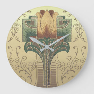 Grande Horloge Ronde Fleur d'artisanat victorien