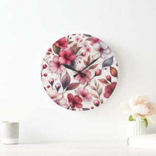 Grande Horloge Ronde Fleur de Cerisier