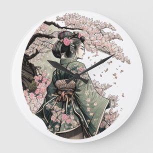 Grande Horloge Ronde Fleur de cerisier japonaise Sakura Geiko Geigi Gei