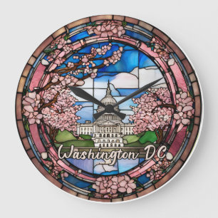 Grande Horloge Ronde Fleur de cerisier personnalisée Washington DC