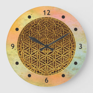 Grande Horloge Ronde Fleur de DES Lebens - or de la vie/Blume de