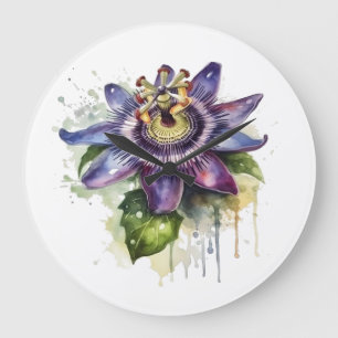 Grande Horloge Ronde Fleur de la Passion Pourpre Passionnée