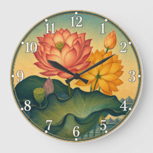 Grande Horloge Ronde Fleur de Lotus