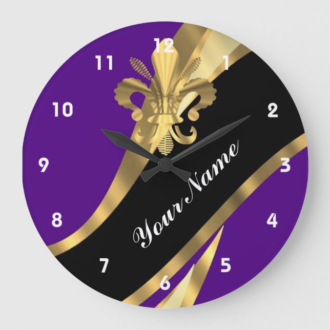 Grande Horloge Ronde Fleur de lys violet et or (Recto)