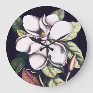 Grande Horloge Ronde Fleur de Magnolia