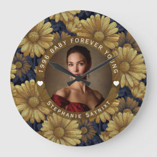 Grande Horloge Ronde Fleur de marguerite Cinquante Anniversaire Personn