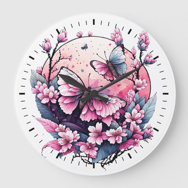 Grande Horloge Ronde Fleur de papillon (Recto)