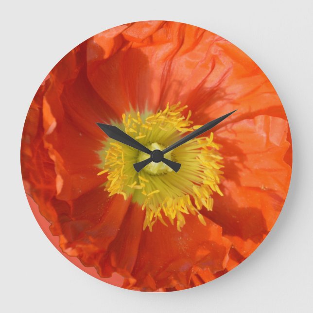 Grande Horloge Ronde Fleur de pavot orange orange clair (Recto)