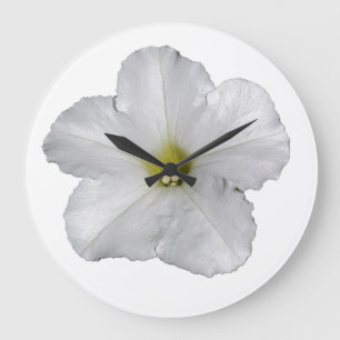 Grande Horloge Ronde Fleur de pétunia blanche Décor floral de Noël Mign